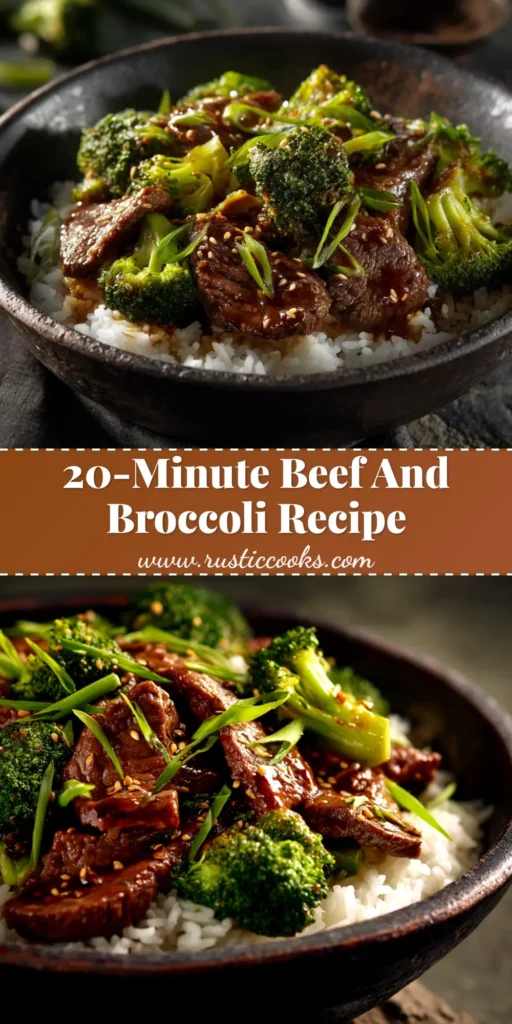 Beef and Broccoli Recipe (Better Than Takeout!) 3 A close-up shot of a white bowl filled with a delicious beef and broccoli recipe, served over rice. The beef is glistening in a savory sauce and the broccoli is bright green.