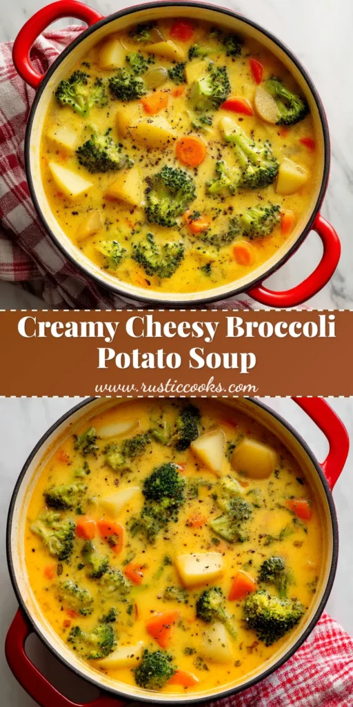Cheesy Broccoli Potato Soup (The Ultimate Comfort Recipe) 4 A delicious bowl of creamy Cheesy Broccoli Potato Soup, garnished with fresh chives and extra cheddar cheese. The perfect comfort food recipe.