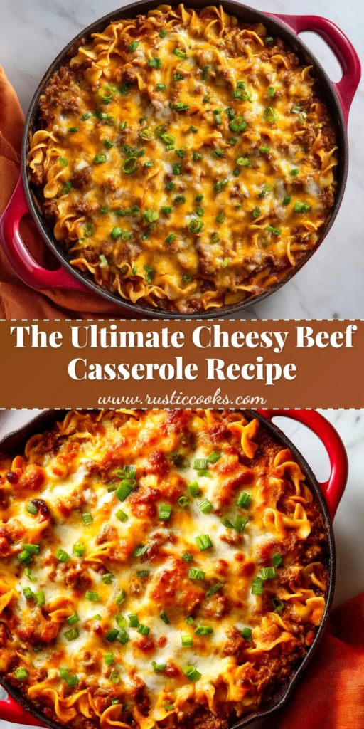 A delicious and easy Cheesy Ground Beef Casserole recipe perfect for a weeknight family dinner. This comfort food classic is made with egg noodles, a savory meat sauce, and a gooey, melted cheese topping.