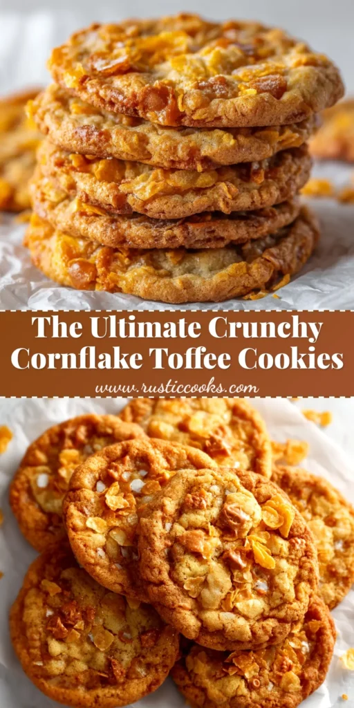 Cornflake Toffee Cookies: The Ultimate Chewy & Crunchy Treat 3 A platter of delicious, golden-brown Cornflake Toffee Cookies, showcasing their crunchy texture and rich toffee coating. Perfect for a shareable pin.