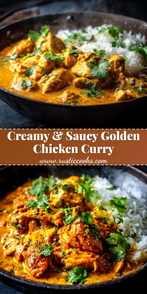A delicious and easy chicken curry recipe served in a white bowl with fresh cilantro and a side of rice. Perfect for a quick weeknight dinner.
