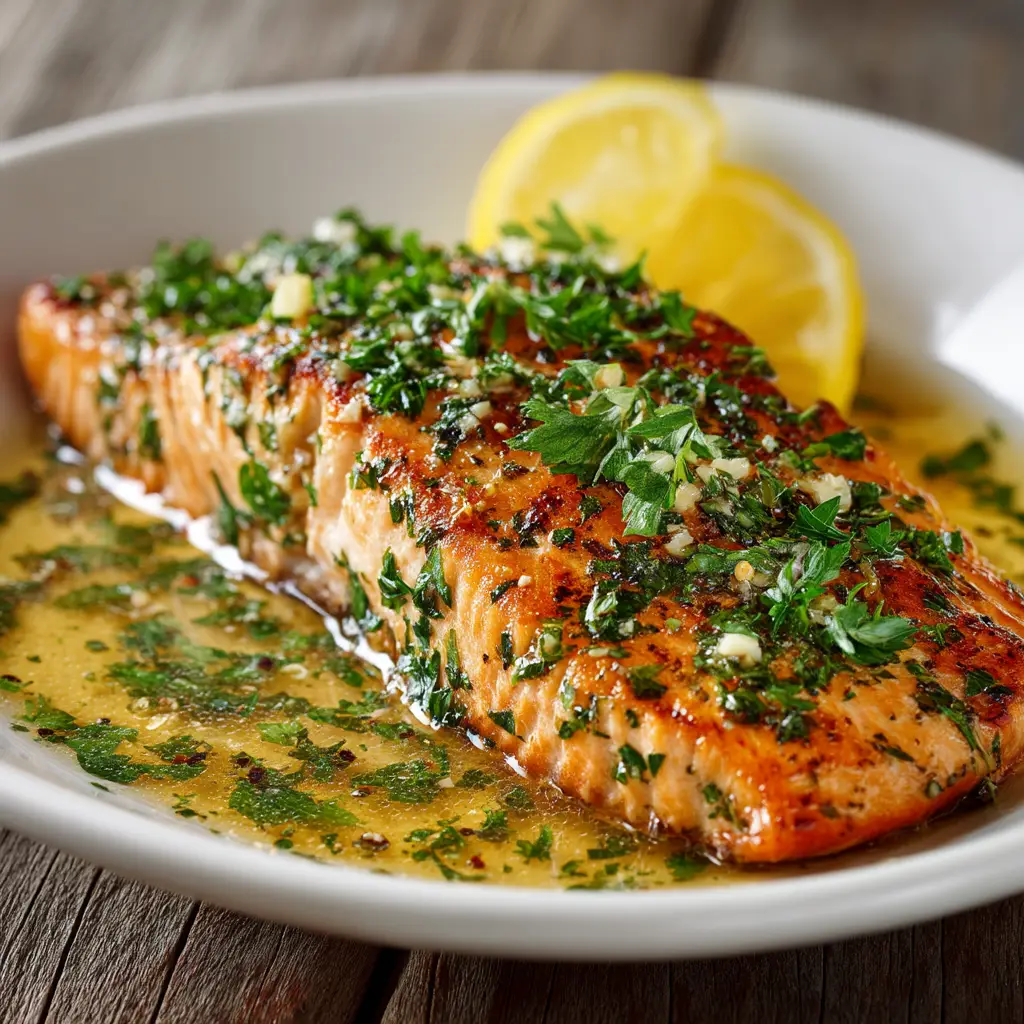 Baked Lemon Garlic Butter Salmon (The BEST Recipe!) 2 A close-up of the flaky texture of baked salmon, with a fork gently breaking off a piece, showing the moist interior.