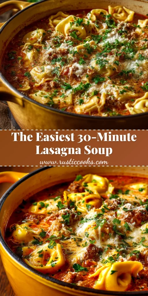 Lasagna Soup Recipe (The Ultimate One-Pot Comfort Meal) 3 A cozy bowl of one-pot Lasagna Soup Recipe, topped with a creamy ricotta and mozzarella cheese mixture and fresh parsley.