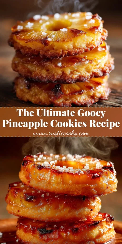 Pineapple Upside Down Cookies: The Perfect Tropical Treat 3 A platter of golden-brown Pineapple Upside Down Cookies, each topped with a caramelized pineapple ring and a bright red maraschino cherry.