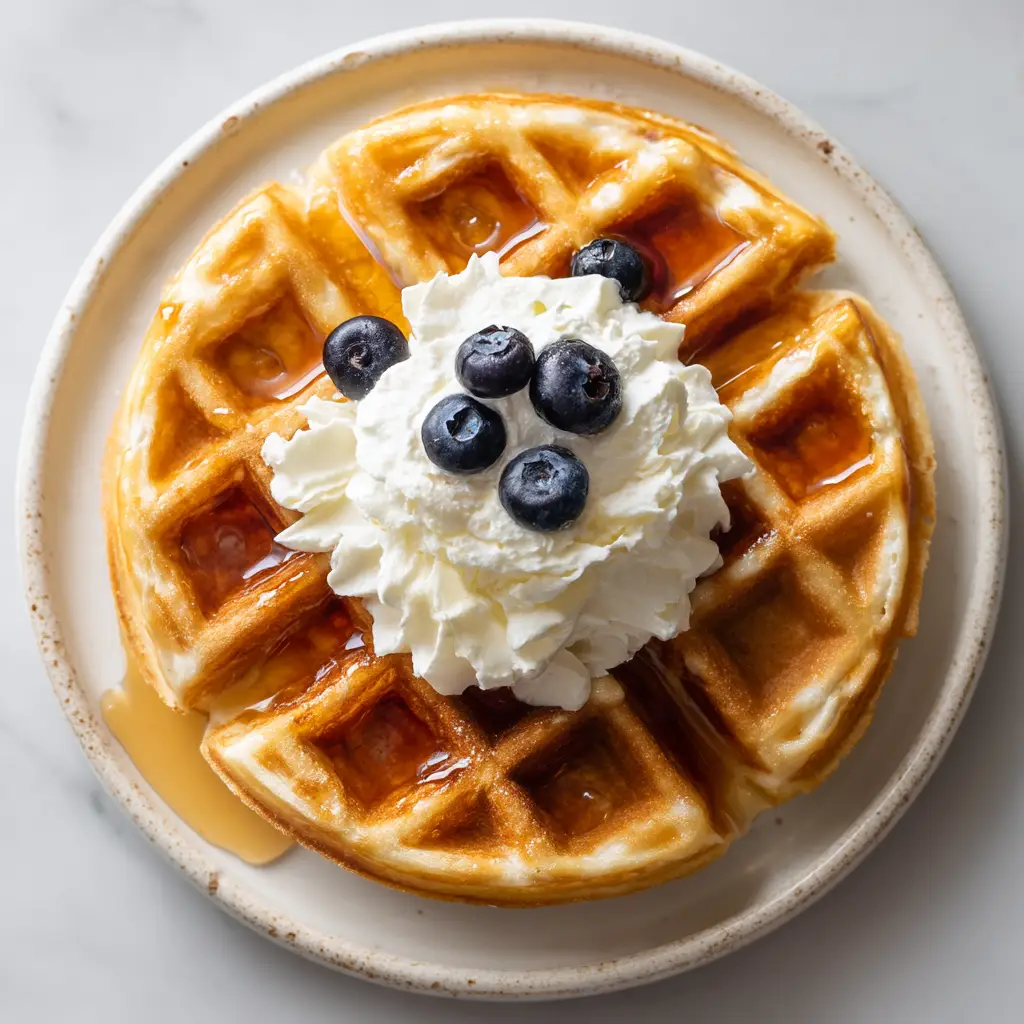 A batch of freshly made sourdough discard waffles cooling on a wire rack, ready to be served with toppings.