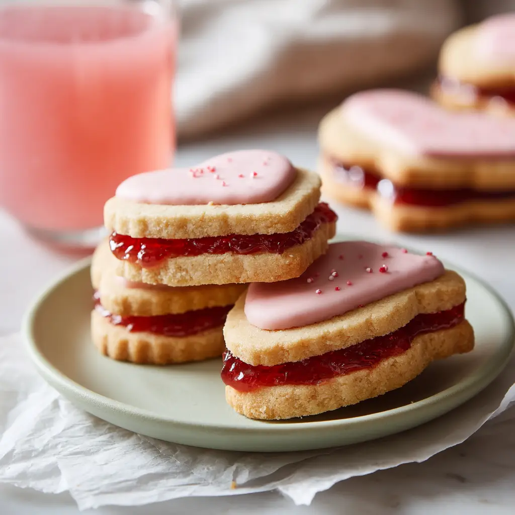 A bright and airy shot of ingredients for strawberry shortbread cookies, including butter, flour, sugar, and fresh strawberries.