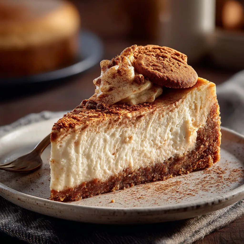 A creamy snickerdoodle cheesecake filling being poured over a buttery snickerdoodle cookie crust in a springform pan.