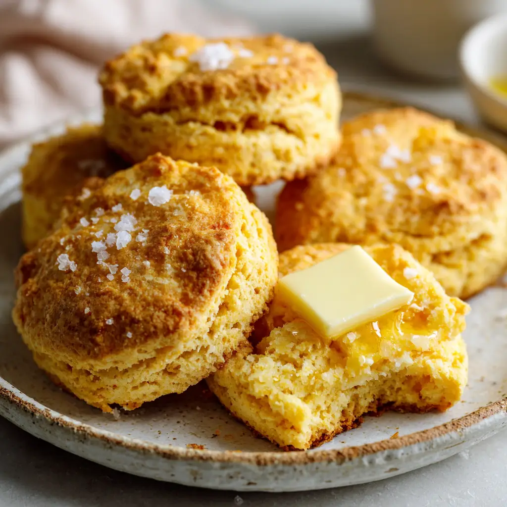 The Best Fluffy Keto Biscuits (Almond Flour Recipe) 1 Inside a keto biscuit showing a fluffy, porous, almond flour based crumb texture with melting yellow butter.