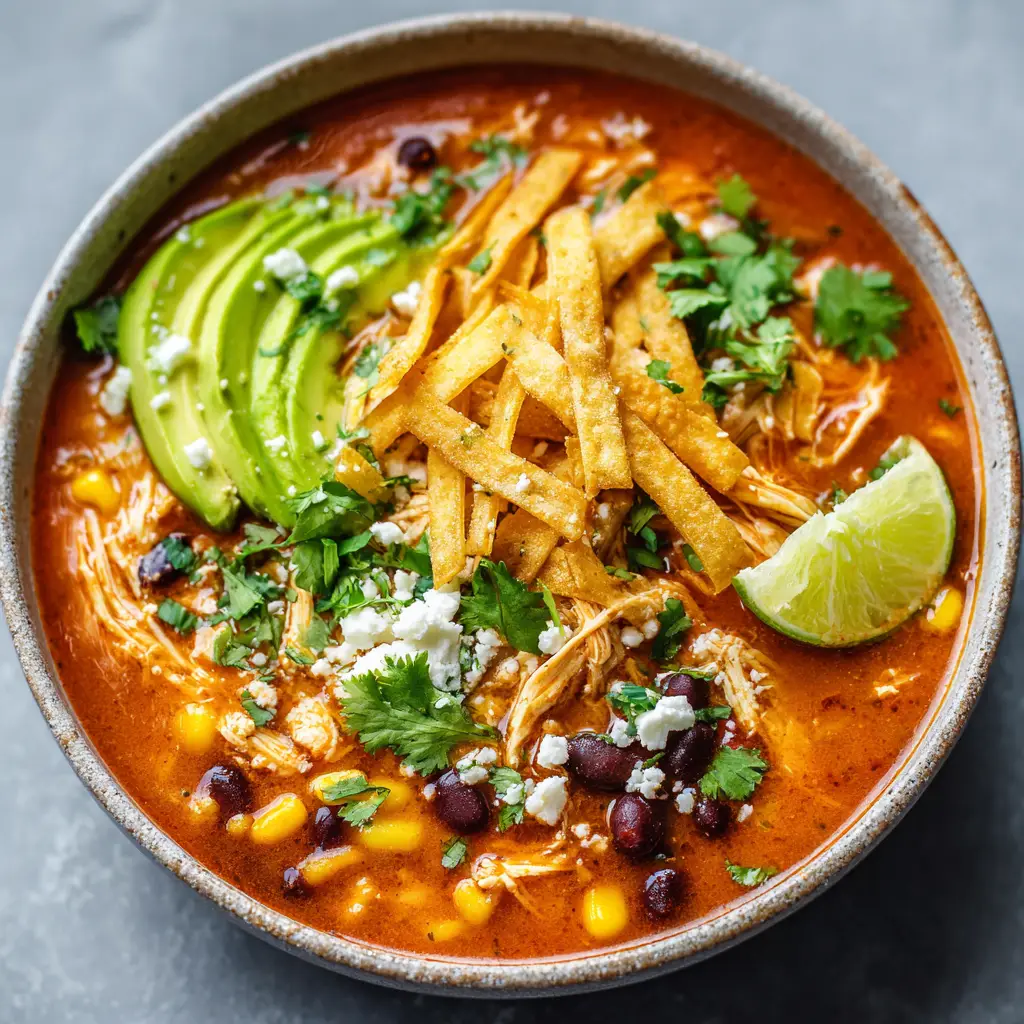 Close-up of raw chicken breasts and vibrant ingredients required for High Protein Chicken Tortilla Soup.
