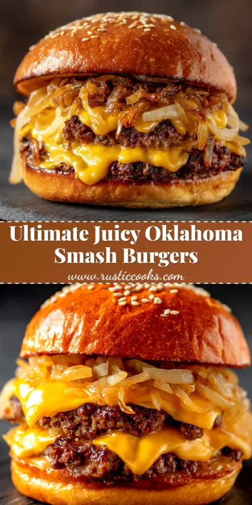 A delicious, homemade Oklahoma Onion Smash Burger recipe with two patties, melted cheese, and caramelized onions spilling out of a toasted brioche bun. The ultimate guide to making this diner classic.