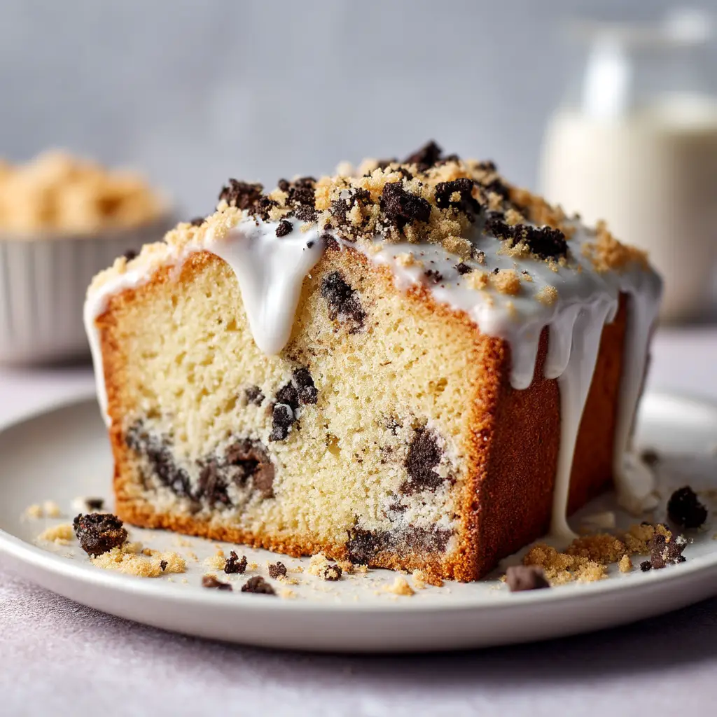 Oreo Pound Cake: The Ultimate Cookies and Cream Dream 1 The rich batter for the Oreo pound cake in a bundt pan before baking, with chunks of Oreo cookies visible.