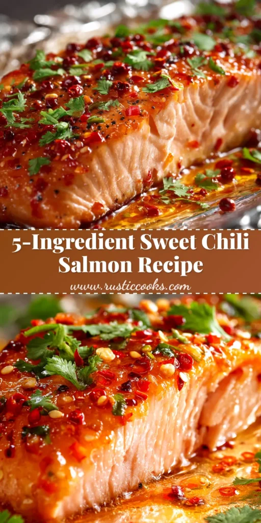 Sweet Chili Salmon Recipe (Easy, Fast & Flavorful!) 3 A beautiful overhead shot of the sweet chili salmon recipe, glazed and garnished with sesame seeds and green onions on a white plate.