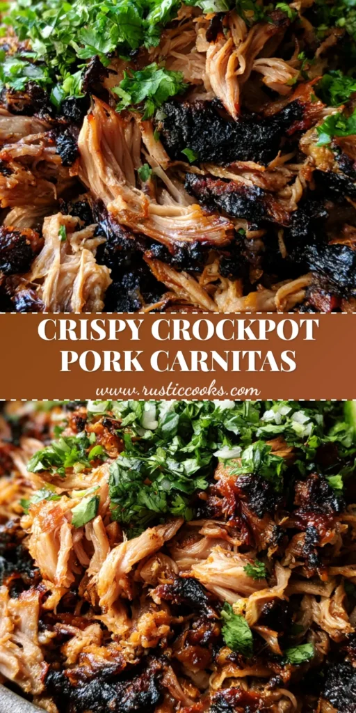 A rustic grey bowl filled with Crockpot Pork Carnitas, featuring shredded pork with dark charred edges, topped with white onion and cilantro. (Crockpot Pork Carnitas)