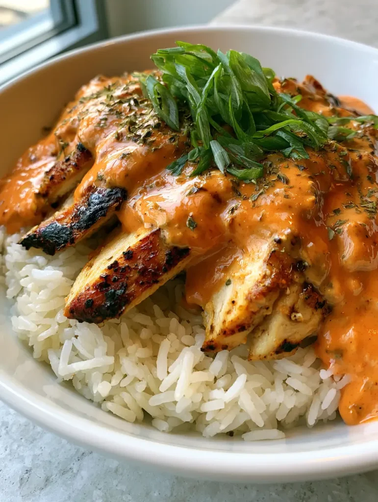 Top-down view of Creamy Cajun Chicken and Rice showing the individual grains of rice and the rich texture of the sauce.