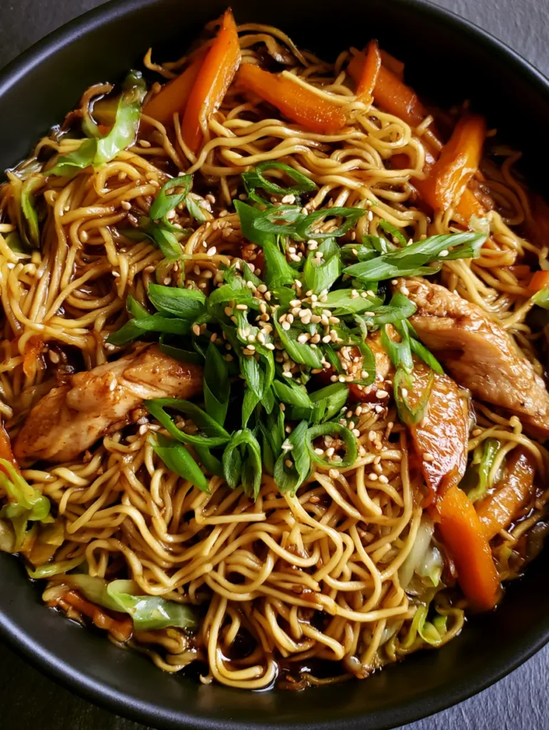 Searing chicken breast strips and matchstick carrots in a wok.
