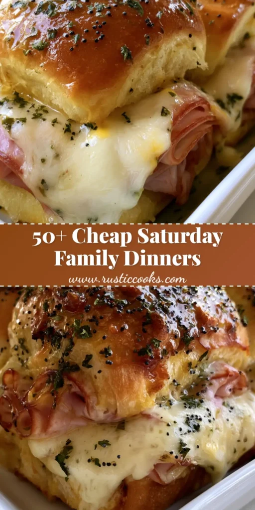 Cheap Saturday Night Dinner Ideas: The Ultimate Buttery Ham and Swiss Brioche Sliders 4 A tray of golden-brown ham and cheese sliders on a white ceramic platter, perfect for Cheap Saturday Night Dinner Ideas.