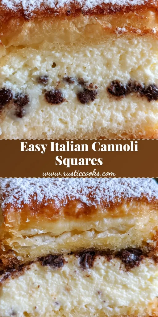 Ricotta Cannoli Squares: The Ultimate Flaky Italian Dessert Bars 4 A stack of Ricotta Cannoli Squares with golden flaky pastry and powdered sugar dusting. (Ricotta Cannoli Squares)