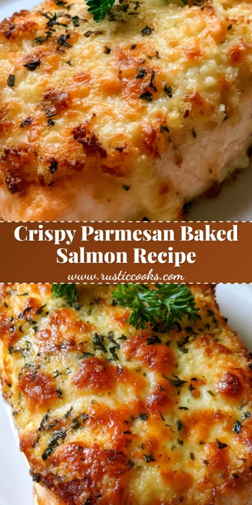 Parmesan Crusted Baked Salmon: The Secret to a Perfectly Crispy, Flaky Fillet 4 A handheld smartphone photo of a single thick Parmesan Crusted Baked Salmon fillet with a golden-brown cheese crust and fresh parsley on a white plate.