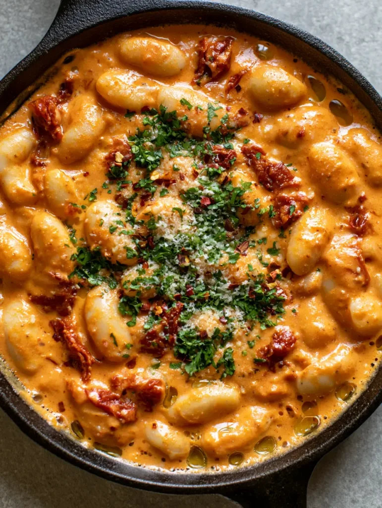 Marry Me White Beans: The Most Irresistible 20-Minute Creamy Tuscan Skillet 1 Rustic presentation of Marry Me White Beans with fresh green parsley and parmesan cheese.