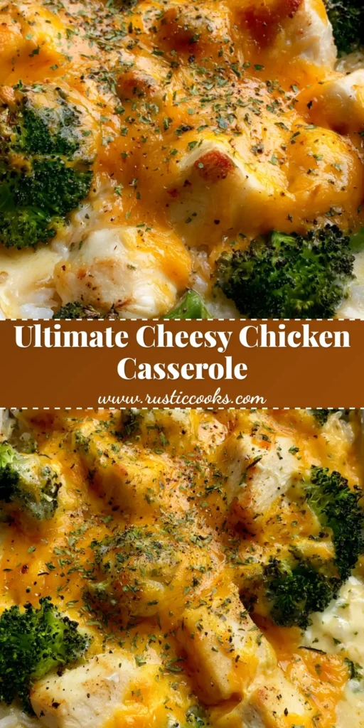 Chicken Broccoli Rice Casserole with Velvety Cream Sauce and Charred Broccoli 4 A close-up of a Chicken Broccoli Rice Casserole in a white dish with bubbling toasted orange cheese and singed broccoli florets.