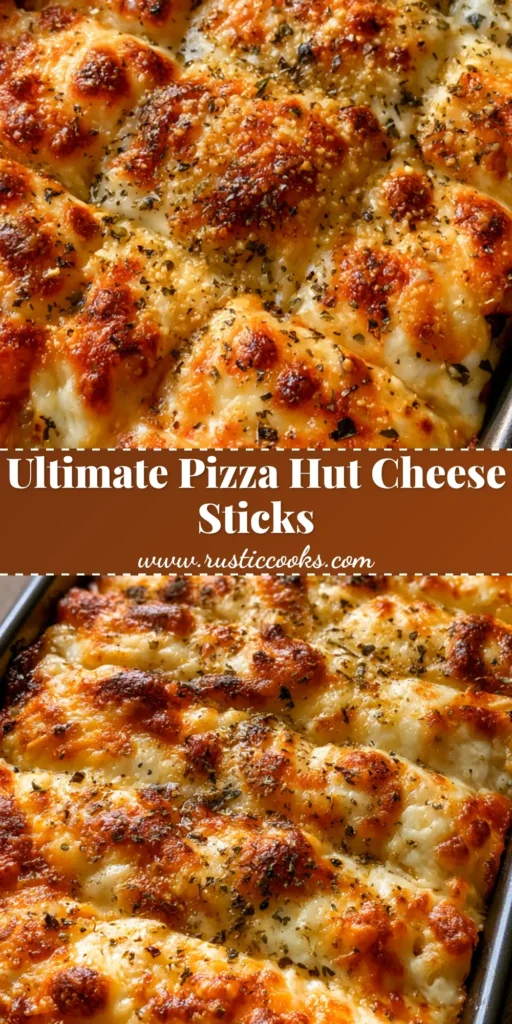 A close-up of thick, golden-brown breadsticks in a pan from the Pizza Hut Cheese Sticks Recipe.