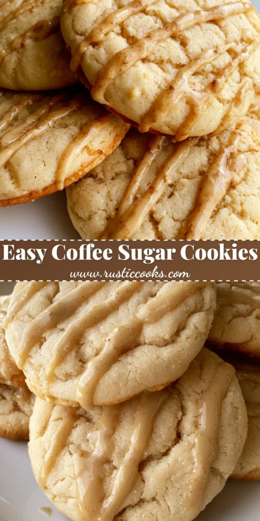 Coffee Sugar Cookies with a Silky Espresso Drizzle 4 A stack of soft Coffee Sugar Cookies on a white plate with thick espresso glaze drips.