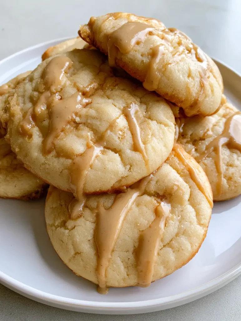 A smartphone photo of Coffee Sugar Cookies with a pale tan base and cracked surface on a white plate.