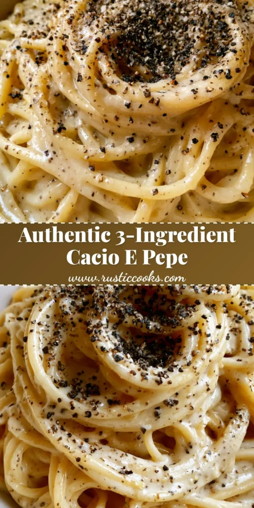 Authentic Cacio e Pepe: The Ultimate Guide to Rome’s Creamiest Pasta 3 A close-up handheld photo of Authentic Cacio e Pepe in a matte white bowl featuring a thick, glossy cheese emulsion and cracked black pepper.