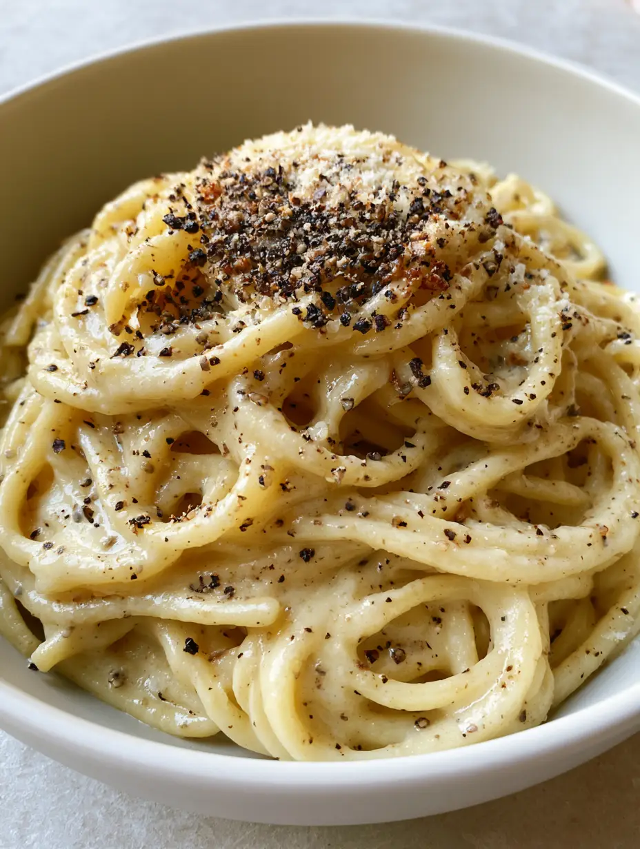 Authentic Cacio e Pepe: The Ultimate Guide to Rome’s Creamiest Pasta 4 Thick, glossy, pale cream-colored emulsion of Pecorino Romano coating spaghetti strands. (Authentic Cacio e Pepe)