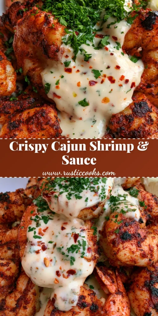 Crispy Cajun Shrimp with Ivory Cream Sauce and Fresh Parsley 4 A minimalist white bowl filled with Crispy Cajun Shrimp, showing dark reddish-brown char marks, a thick ivory cream sauce with red chili flakes, and a heavy garnish of fresh flat-leaf parsley with a lemon wedge.