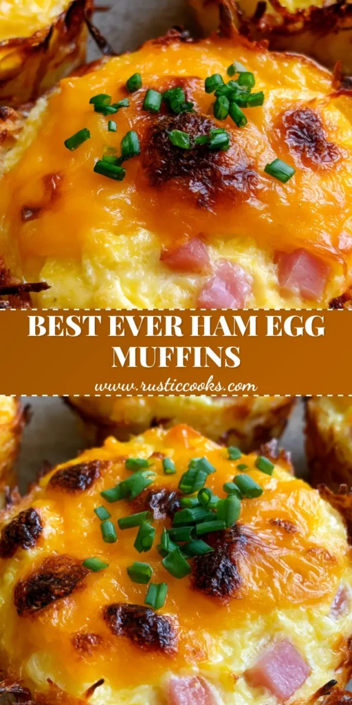 Ham and Cheese Egg Muffins with a Crispy Hashbrown Crust 4 A close-up shot of individual Ham and Cheese Egg Muffins with a crispy shredded hashbrown crust and toasted orange cheddar on a stone countertop.