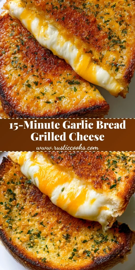 Garlic Bread Grilled Cheese with Artisanal Sourdough and Garlic Butter 4 A halved Garlic Bread Grilled Cheese on a white plate showing a thick layer of melted mozzarella and cheddar with a toasted sourdough crust.